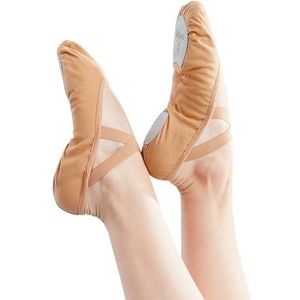LSYHHXC Dansschoenen balletschoenen dansschoenen balletschoenen praktijk balletschoenen canvas voor dames zachte balletschoenen 337 (kleur: bruin, maat: 41 (24 cm))