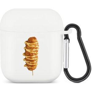 Corn Dog Lover Leuke Case voor AirPods 2&1 Schokbestendige Beschermende Hoofdtelefoon Gevallen Cover Met Sleutelhanger Voor Mannen Vrouwen
