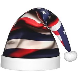 SSIMOO Amerikaanse vlag Heerlijke kinderen pluche kersthoed - vakantie decoratieve hoed voor feesten, feestelijk plezier en meer