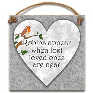 Roodborstjes verschijnen wanneer verloren dierbaren in de buurt van nce Sympathy Gift condoleancetag plaque zijn