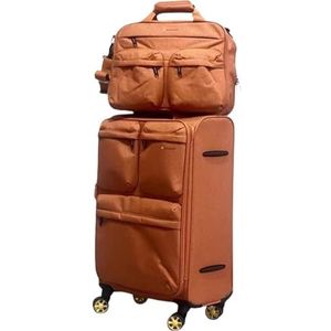 Cabinebagage Rolkoffer, Uitbreidbare Oprolbare Bagage, 2-delige Set, Spinnerwielen, TSA-slot Voor Op Reis Reiskoffer Handbagage (Color : Orange, Size : 24in)