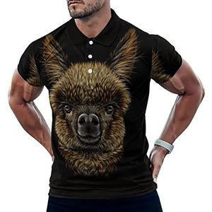 Alpaca lama portret casual poloshirts voor mannen slim fit korte mouw T-shirt sneldrogend golf tops T-shirts 3XL