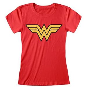 DC Comics Wonder Woman Official Logo Volwassenen Getailleerde T-shirt (Dames) (S) Rood