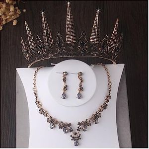 BAFAFA Barokke Luxe Geometrische Crystal Bruids Sieraden Sets Strass Kroon Tiara Choker Ketting Oorbellen Bruiloft Dubai Sieraden Set (Size : 1Pcs White Crown)