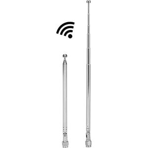 Telescopische Antenne, FM Radio Antenna Zilver Legering Antenne 2,0 cm Radioantenne met SMA Male Connector voor Radio Communicatie