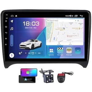 Android 13 QLED Autoradio voor Audi TT 2 8J 2006-2014 - Ingebouwde DSP/Carplay/Android Auto - Camera + DVR - 9 inch 2 Din - Stuurbediening - FM AM RDS DAB Radio - BT 5.0(NF-3)