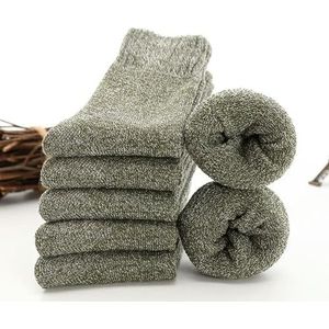 RKYNOOZX Sokken 5 paar dikke wollen sokken mannen handdoek warm winter sokken katoen kerstcadeau sokken voor mannen thermische maat 5 paar groen-eur 38-45 (US 6-11)