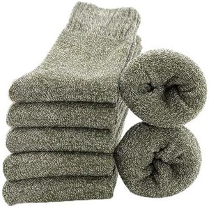 RKYNOOZX Sokken 5 paar dikke wollen sokken mannen handdoek warm winter sokken katoen kerstcadeau sokken voor mannen thermische maat 5 paar groen-eur 38-45 (US 6-11)