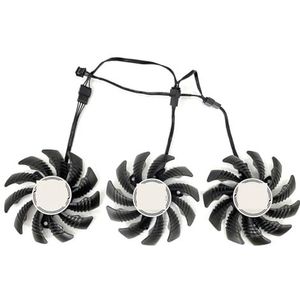 T128010SU PLD08010S12HH RX 6500 XT 6600 Koelventilator voor Gigabyte RTX 3060 Ti 3070 voor GAMING OC Videokaartventilator(Black 3-Fan T12)