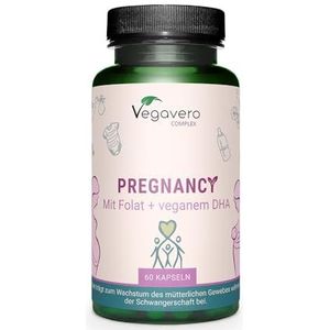 Vegavero ZWANGERSCHAP | 17 voedingsstoffen met DHA & Quatrefolic® foliumzuur | VEGANISCH | Zwangerschap, borstvoeding & kinderwens | Zonder additieven & laboratorium getest