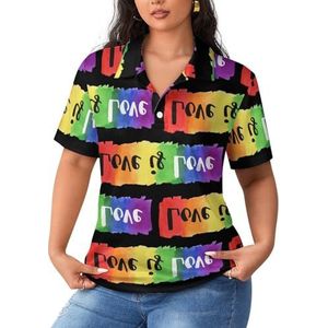 LGBT Gay Pride Love Dames Sport Shirt Korte Mouw Tee Golf Shirts Tops Met Knoppen Workout Blouses