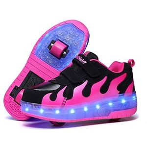 Meisjes Jongens LED Lichtgevende Schoenen met Wielen Kinderen 7 Kleuren Lichten Flash Rolschaatsen USB Opladen 2 Wiel Sportschoenen Buitensport Gymnastiek Skateboardschoenen