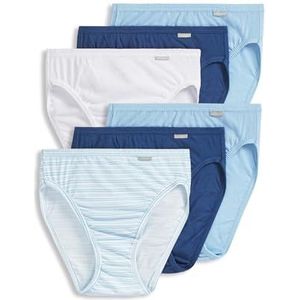 Jockey Damesondergoed Elance French Cut - 6 Pack, Wit/Promenade Streep/Marina Blauw/Blauw Stardust/Marina Blauw/Blauw Stardust, 5