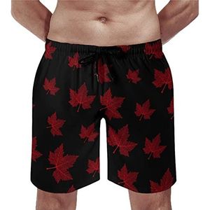 Red Maple Leaf Mens Beach Shorts Sneldrogende Board Shorts Mesh Voering Strand Broek Gym Zwembroek S