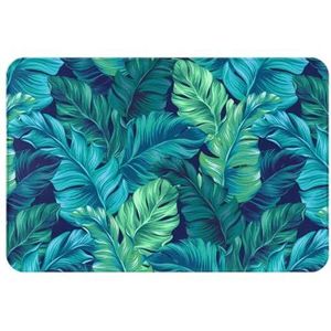 Gearsly Badmat, 40 x 60 cm, groene antislip douchematten met tropisch palmblad voor badkamervloer, super absorberende sneldrogende badkamermat, zacht, schimmelwerend badtapijt, machinewasbaar