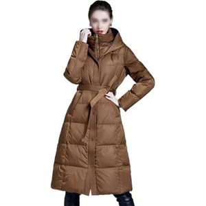 WATAY Herfst- en winterwit eendendonsjack Middellange getailleerde, verdikte warme jas met capuchon for dames (Color : D, Size : XL)