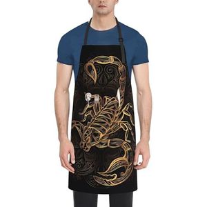 ZhaoYuGoods Camo Woodland Camoflage schorten met zakken voor vrouwen en mannen, stijlvolle kookschorten voor keuken, tuinieren, salon, ideale print schort, Gouden Scorpion, Eén maat