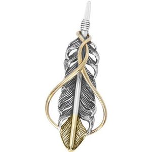 TYMONT Mannen S925 Sterling Zilveren Draad-Omwikkelde Veer Broche Hanger, Vintage Veer Sterling Zilveren Hanger Ketting,Zilver,Pendant + Chain 70cm