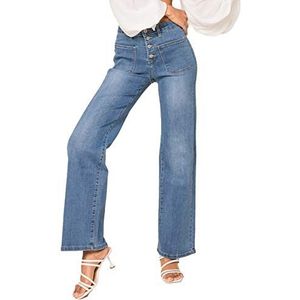 Nina Carter P139 Jeansbroek voor dames, uitlopende bootcut, jeans met hoge taille, tweedehands look, lichtblauw (P139-5), M