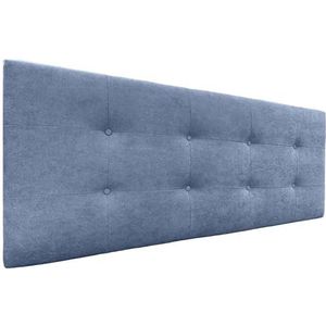 DHOME Hoofdbord, gevoerd, gecapitonneerd, 8 cm dik ACUALINE Hoofdbord van stof en kunstleer Hoofdeinde voor tweepersoonsbed en eenpersoonsbed, blauwe stof, 160 cm, bedden van 150/160 cm