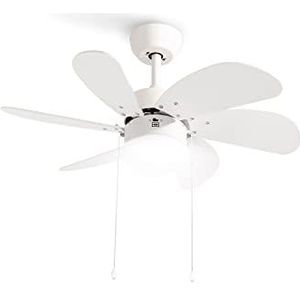 CREATE/Easy/Plafondventilator met licht en vleugels, omkeerbaar, wit of natuurlijk hout/AC-motor, stil, winter-zomerfunctie