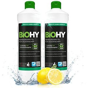 BiOHY Reinigingsmiddel voor zuigwissers (2 x 1l Fles) | 1:200 concentraat voor alle nat- droogzuigers | ideaal voor tegels, PVC, parket, laminaat & tapijt | ecologisch (Saugwischer)