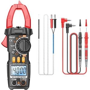 QAVLXIE Digitale Clamp Meter Diode Temperatuur Frequentie Ohm Capaciteit Tester NCV Multimeter Display Elektricien Gereedschap (Rood)