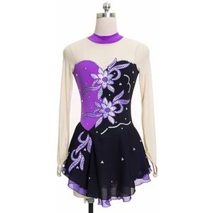 UPPJPBSW Dames Ijshockey Jurk Mouwloos Kunstrijpak Ritmische Gymnastiek Met Strass Chiffon Jurk,Violet+black,XXXS