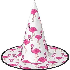 EdWal Boeiende Halloween-hoed: griezelige heks en tovenaar feestpet, voor Halloween-feestdecoratie - roze flamingo