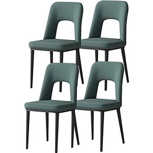 GEIRONV Moderne eetkamerstoelen Set van 4, PU-lederen accentstoelen Gestoffeerde vrijetijdsstoelen for Office Lounge met koolstofstalen poten Eetstoelen (Color : Green, Size : 85 * 48 * 40cm)