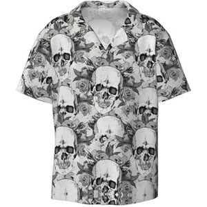 YQxwJL Schedel Skelet Print Mens Casual Button Down Shirts Korte Mouw Rimpel Gratis Zomer Jurk Shirt met Zak, Skull Skelet, XXL