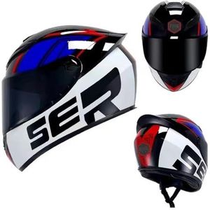 Volledige racemotorcrosshelm met helder en getint vizier, DOT-typegoedgekeurde fietshelm (XXL)(M-LV111-Red Venom,X-Large)