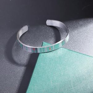 Vintage paar goud/zilver patroon/digitale Mahjong Open armband roestvrij staal gepersonaliseerde armband sieraden