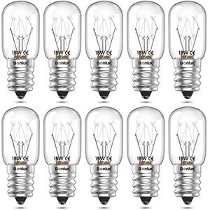 Bonlux E14 Ovenlamp, warmwit, tot 300 graden dimbaar, zoutlamp, gloeilamp, E14, 14 W, 90 lm, voor magnetron, koelkast en afzuigkap, 10 stuks