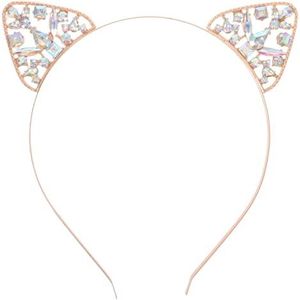 Frcolor kattenoren haarband kristal strass kat oor hoofdband voor vrouwen meisjes (goud)