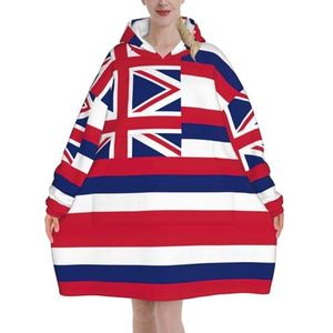 Oversized Hawaii Vlag Hoodies Vrouwen Uk Pluizige Deken Hoodie Sherpa Vrouwen Fleece Draagbare Deken Mannen