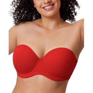Delimira Dames Onderdraad Contour Multiway Volledige Dekking Strapless BH Plus Size Lippenstift rood 70B