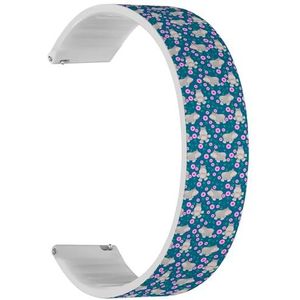 RYANUKA Solo Loop Band Compatibel met Amazfit GTS 4 / GTS 4 Mini/GTS 3 / GTS 2 / GTS 2e / GTS 2 mini/GTS (wit madeliefjes geel hart) Quick-Release 22 mm rekbare siliconen band band accessoire,