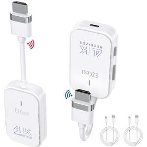 Draadloze HDMI-zender en -ontvanger 4k bij 30 Hz, 98FT/30 m draadloze extenderkit, video en audio casten van laptops, pc's of camera naar tv, projectoren, monitor. voor thuisbioscoop, kantoor