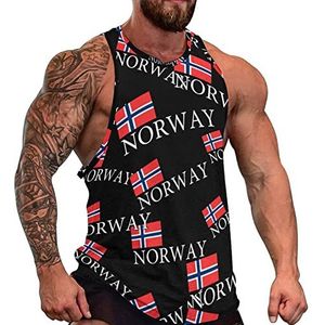 Norwegian National Pride Tanktop voor heren, mouwloos T-shirt, trui, gymshirts, work-out, zomer, T-shirt
