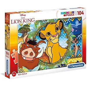 Clementoni 27287 Lion King Disney Koning van de leeuwen-supercolor puzzel, 104 delen, voor kinderen vanaf 6 jaar, meerkleurig