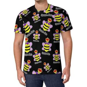 Queen Bee T-shirt met korte mouwen voor heren, casual T-shirt met ronde hals, modieus zomertops