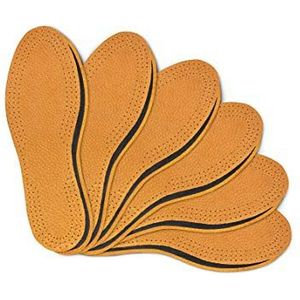 Kaps lederen inlegzolen, 6 paar, van hoogwaardig natuurlijk leer en actieve kool, elegant en comfortabel, verschillende maten