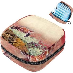 MUOOUM Koraalrif en zeeschildpad maandverband opbergtas draagbare menstruatie tas voor vrouwen tiener meisjes menstruatie cup zakje verpleging pad houder