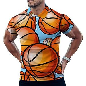 Basketballen Patroon Grappige Mannen Polo Shirt Korte Mouw T-shirts Klassieke Tops Voor Golf Tennis Workout