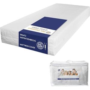 TULENA Microvezelhoes met ritssluiting voor matras, 180x200 cm, hoogte van 26 tot 28 cm, gewatteerd, wit, hypoallergeen, Öko-Tex gecertificeerd
