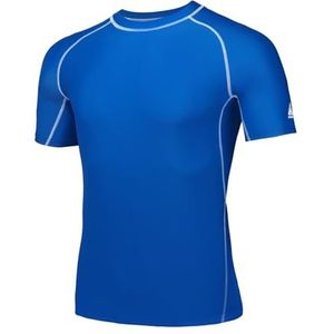 AMZSPORT Rash Guard Herenshirt met uv-bescherming UPF 50+, T-shirt met korte mouwen, sneldrogend, zonwerend vest voor zwemmen, surfen, vissen, hardlopen, 112028 blauw, L