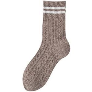 YIJIANUO 5 paar gestreepte zwart-witte katoenen sokken voor dames, vier seizoenen, ademend, mode, harajuku, casual sokken, Kaki, Size 36-40