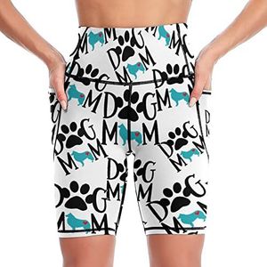 Collie Dog Mom Yoga Biker Shorts voor dames, hoge taille, trainingsbroek met zakken