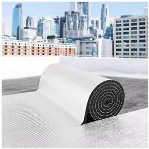 Reflecterend aluminiumfolie-isolatiemateriaal, zelfklevende thermische en akoestische isolatielaag, geschikt for isolatie en geluidsreductie van muren en auto's(1*10m/3.2*33ft,15MM(THK))